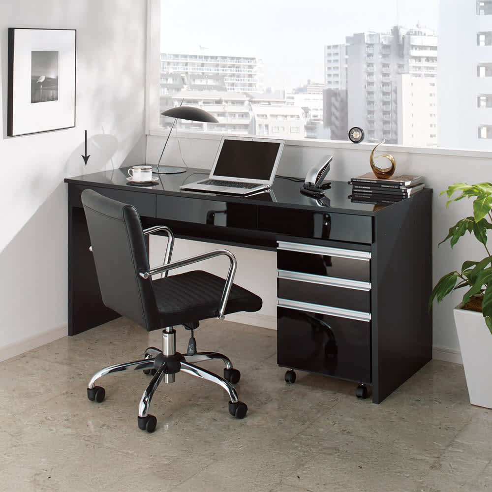 引き出し付き 光沢仕上げアーバンデスクシリーズ デスク 幅150cm 通販