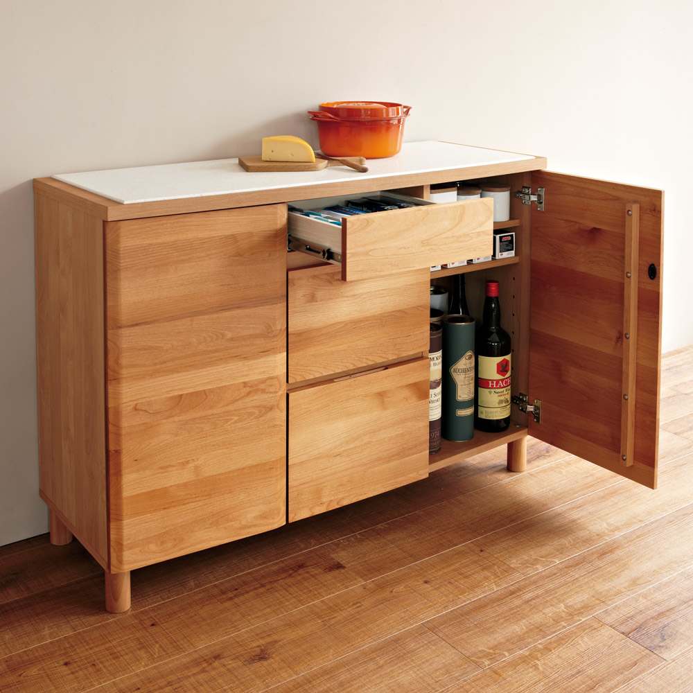 アルダー天然木アールデザインシリーズ カウンター 幅120cm 通販