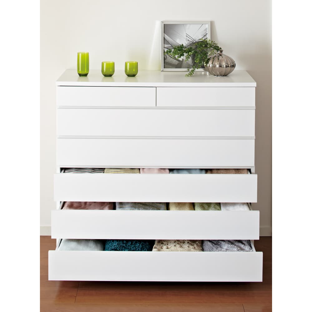 日本製】前面光沢＆引き出し内部化粧チェスト 幅120cm 6段 通販 - ディノス