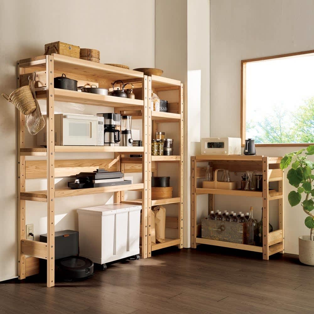 dショッピング |日田杉 天然木頑丈ラック ハイタイプ 幅90cm