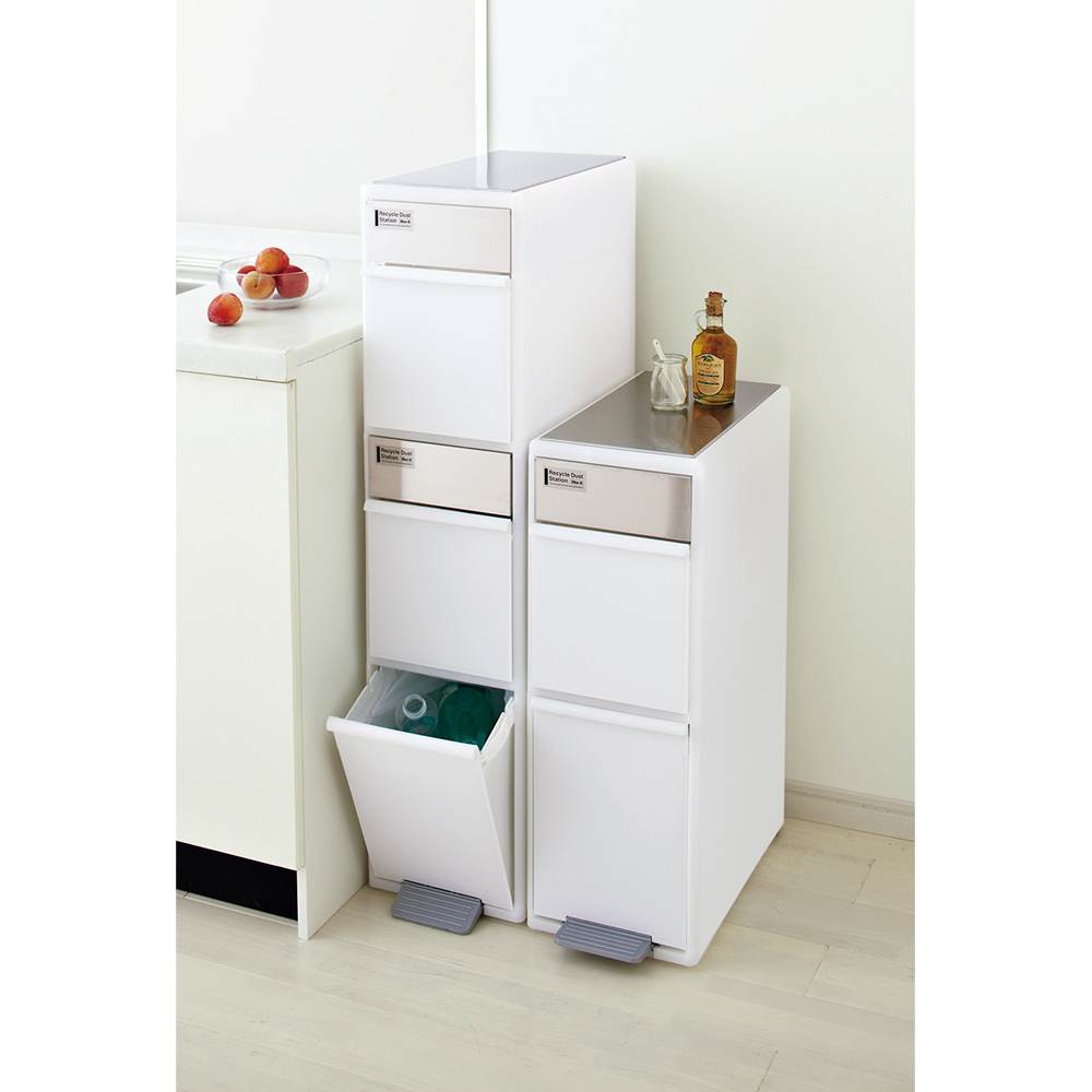 ステンレス天板 分別スウィングステーション（ダストボックス） 3段