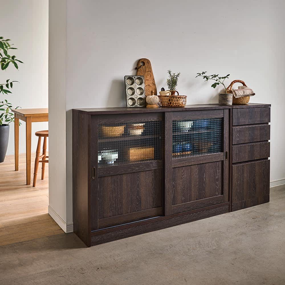 レトロ収納シリーズ モザイクガラス引戸 幅120cm 通販 - ディノス