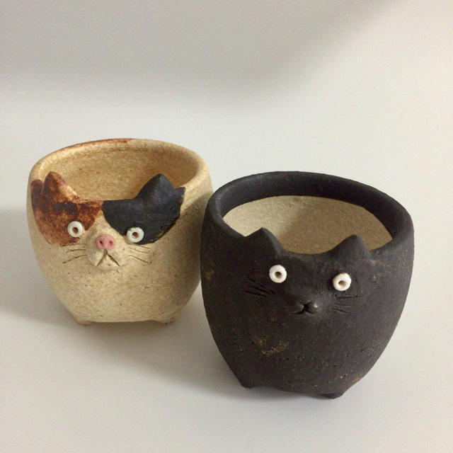 猫 植木鉢 プランター 信楽焼 2匹セット 黒猫 の通販 by rick's shop