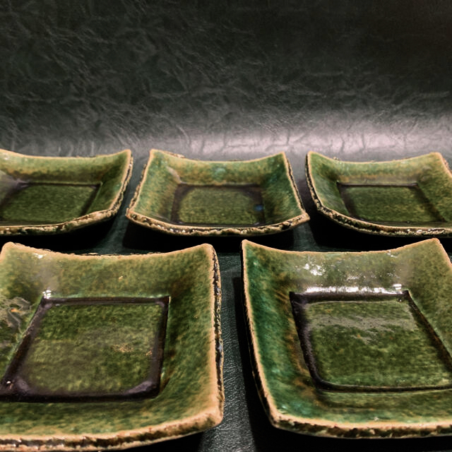 美濃焼 織部焼 四角 銘々皿 森脇文直