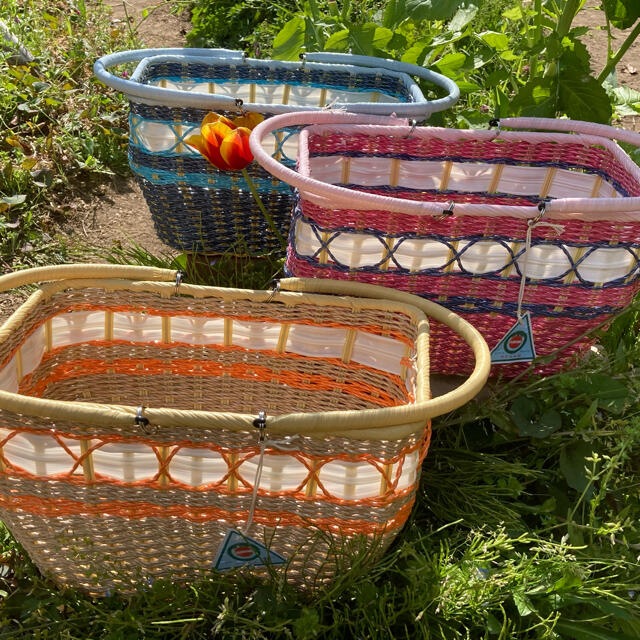 篭バック キュート、花色(シバヤマさんの手づくりカゴ)昭和レトロ