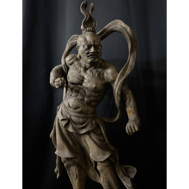 特大72cm 井波彫刻 楠材 時代彫刻 仏師手仕上げ品 仁王像 金剛力士像
