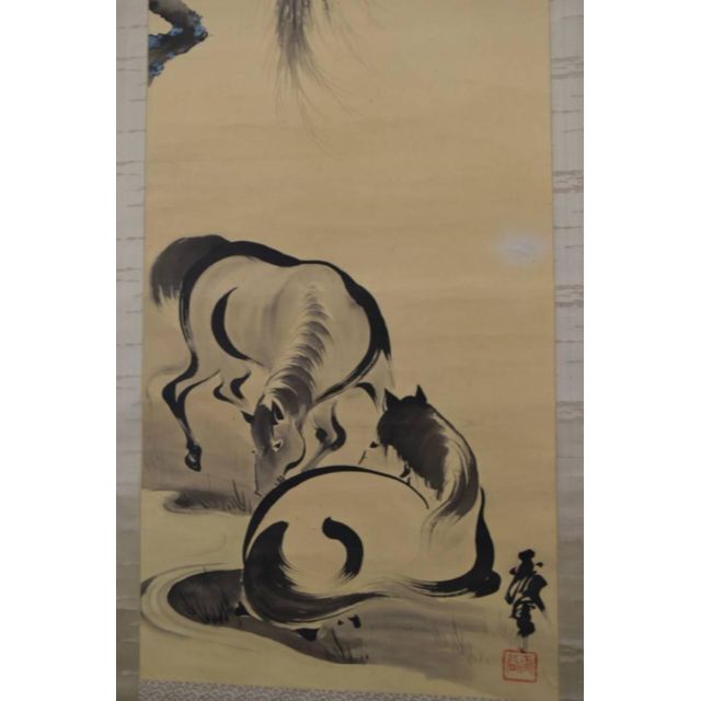 作者不詳/柳に馬図/掛軸☆宝船☆AA-475の通販 by 掛軸✩宝船✩'s shop