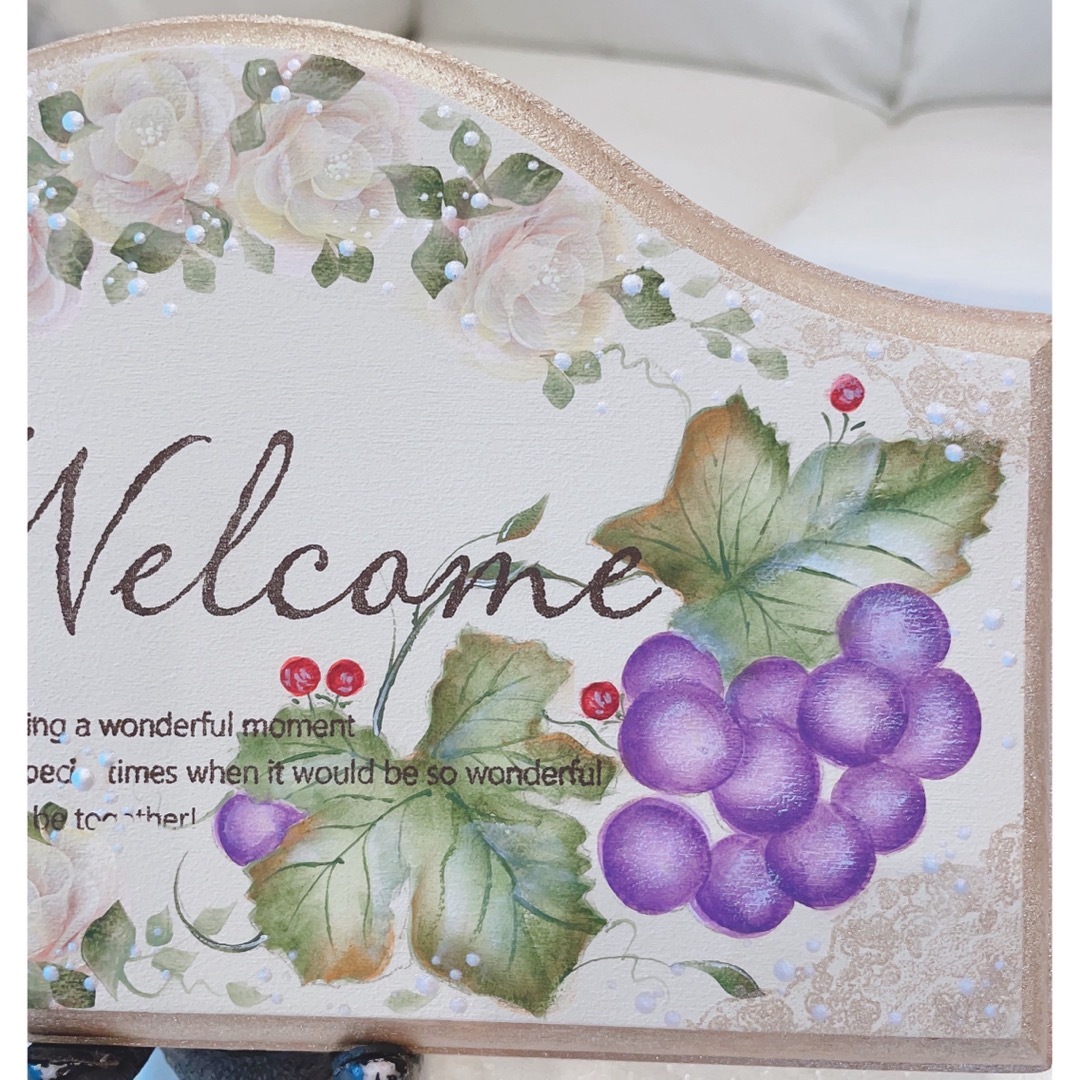 薔薇 シマリス&葡萄 ウェルカムボード トールペイント作品の通販 by
