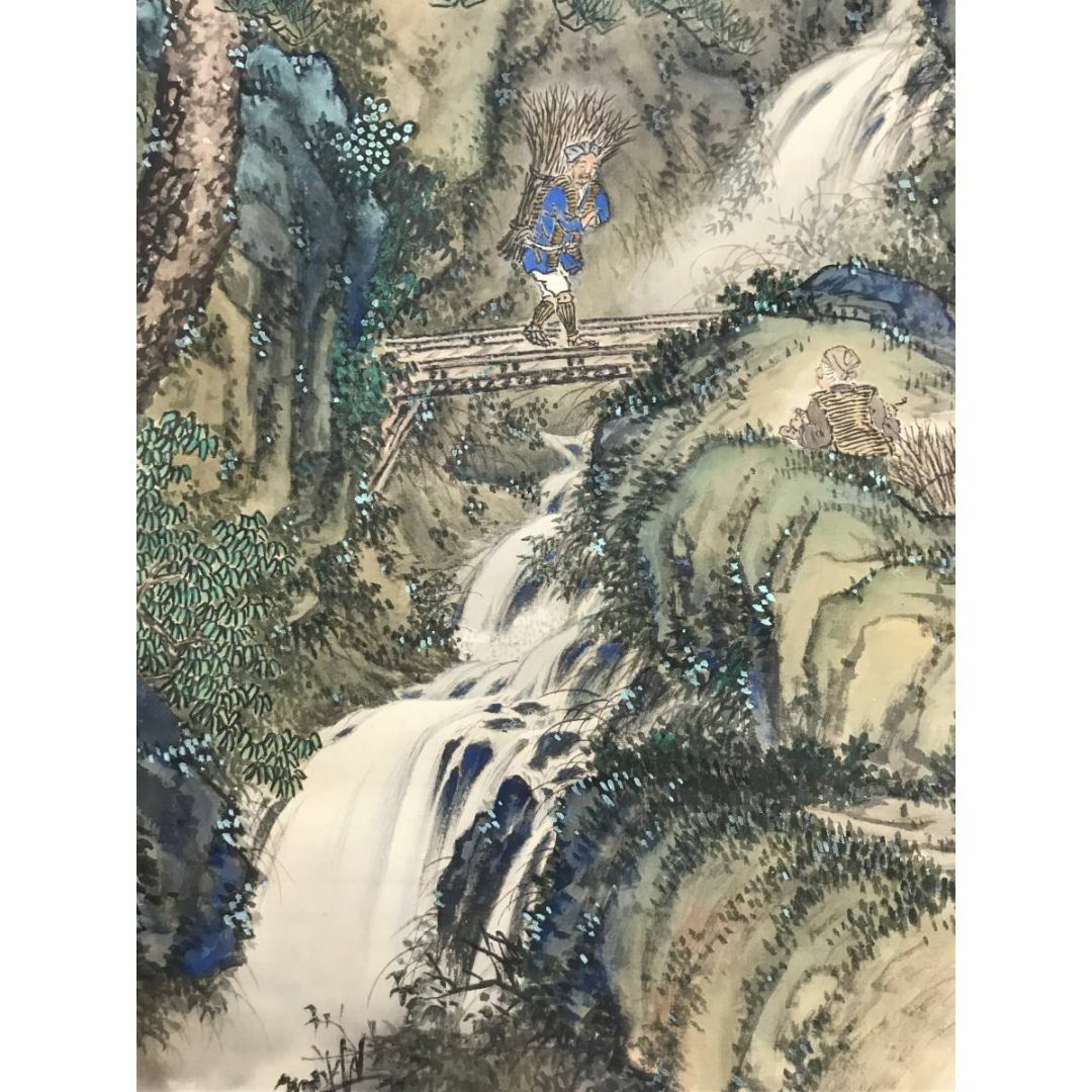 真作】近藤翠石/夏渓山樵図/山水図/人物図/掛軸☆宝船☆AC-783の通販