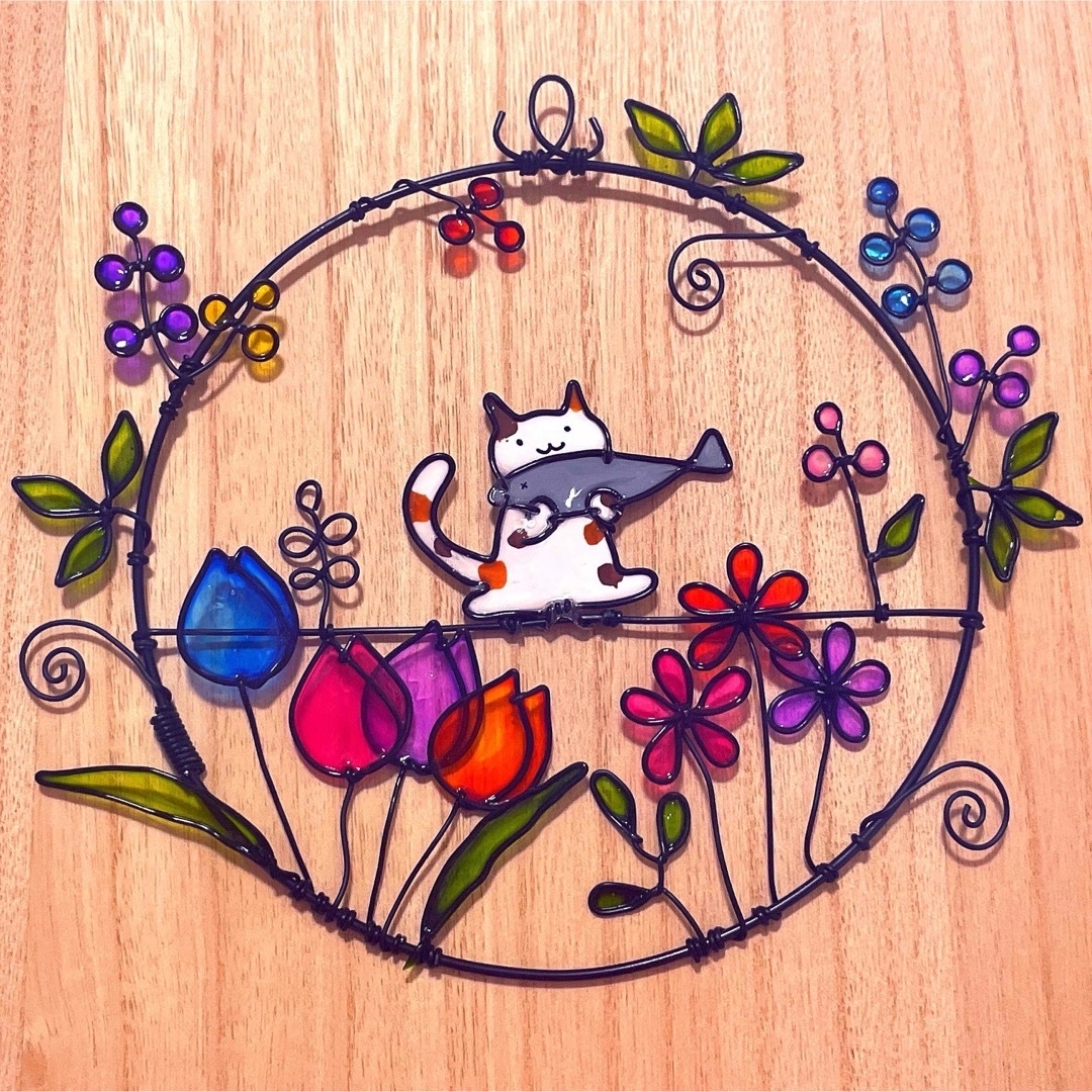 WL FN01 おさかな猫】ディップアート ワイヤークラフト ワイヤーアート