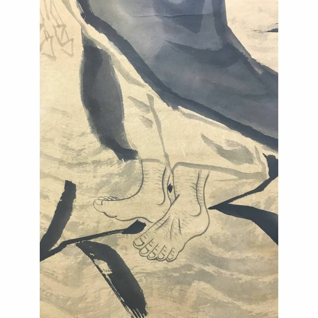 作者不詳/芦葉達磨図/達磨図/ダルマ図/だるま図/掛軸☆宝船☆AE-333の