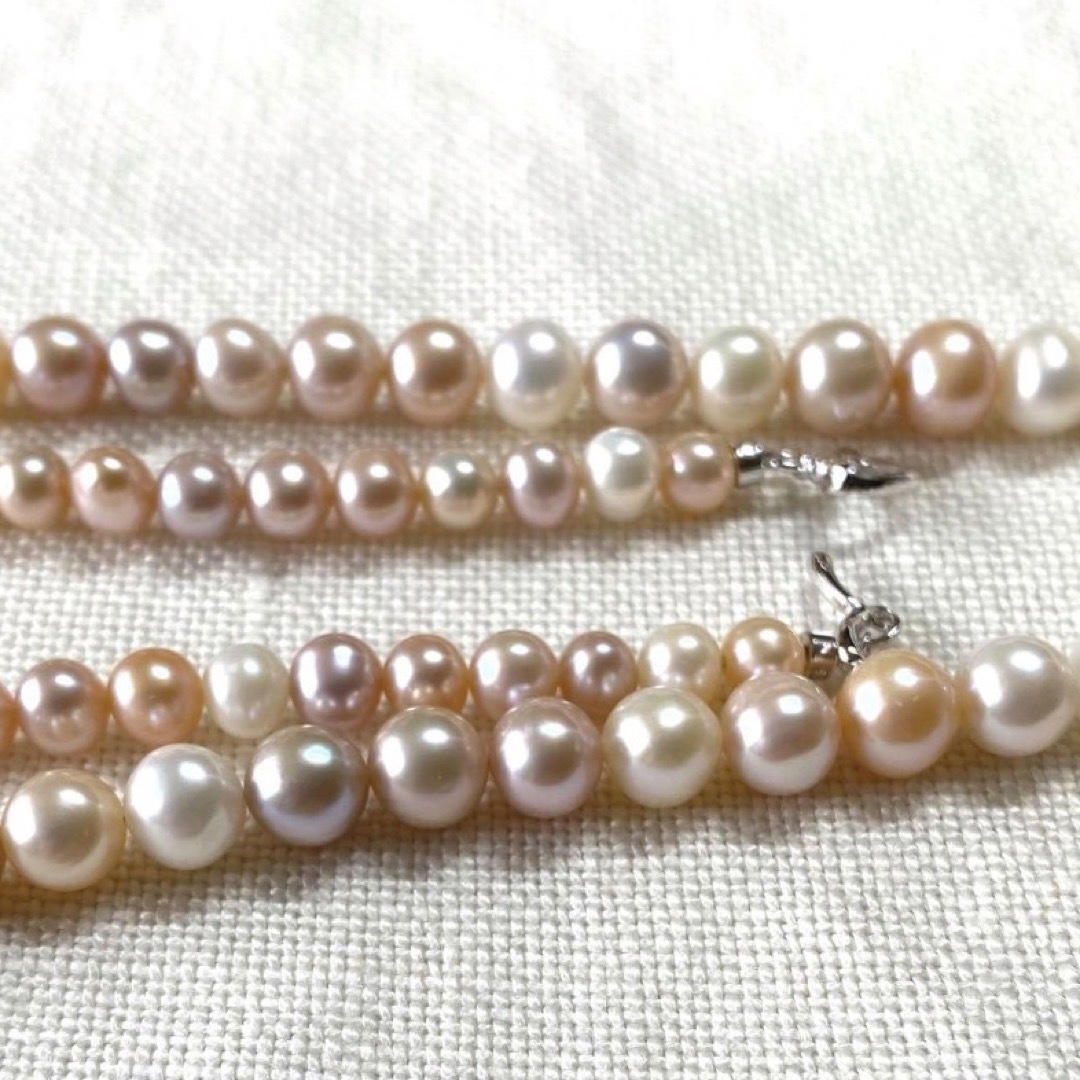 未使用 岩崎美智子コレクション 淡水パール ロングネックレス ピンク