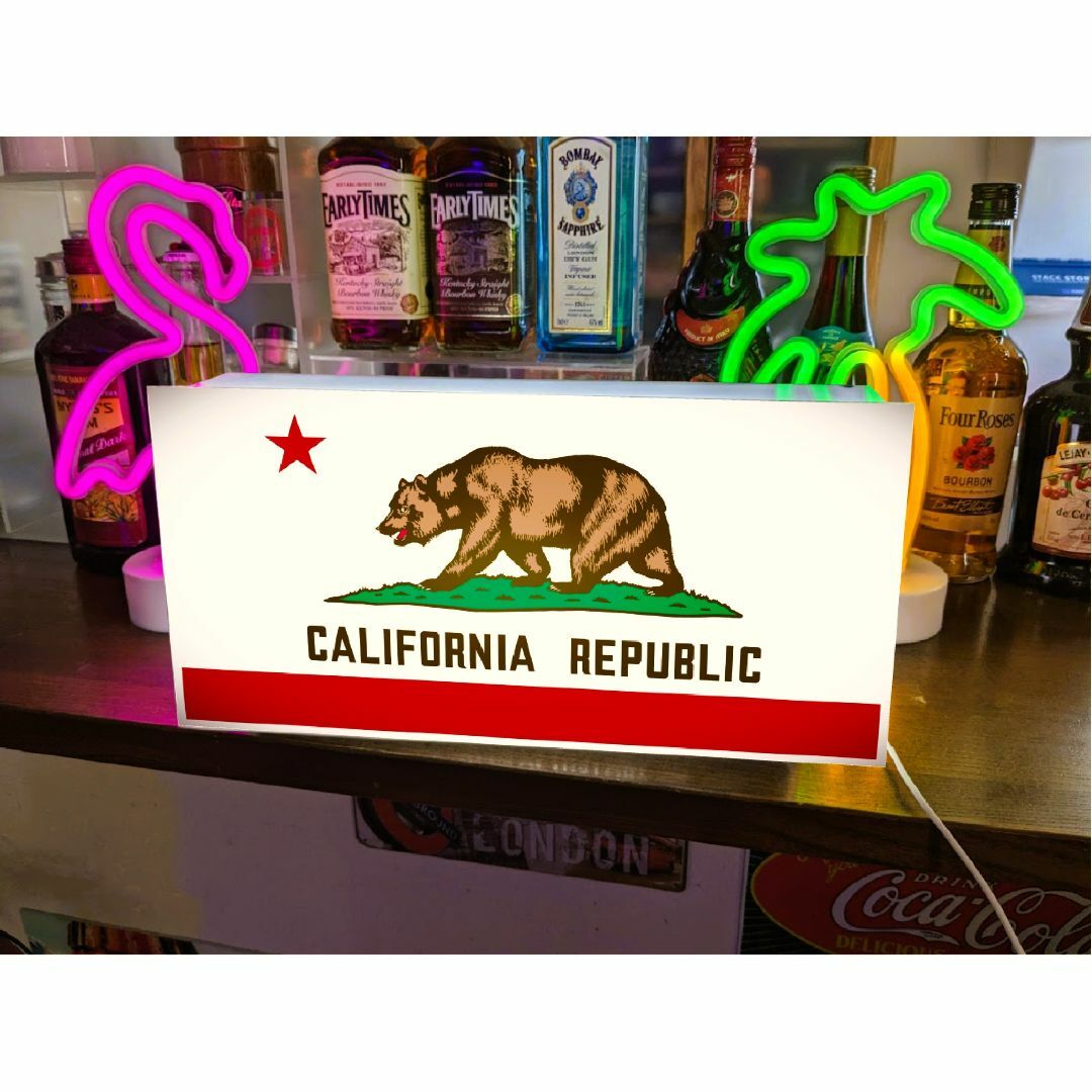 カリフォルニアリパブリック 熊 看板 置物 アメリカン雑貨 ライトBOXの