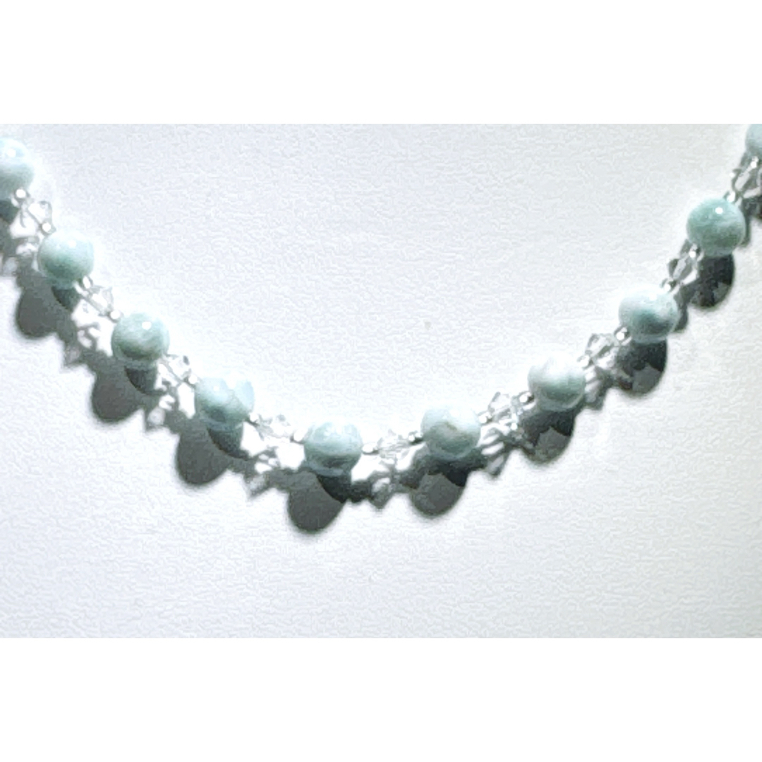 天然ラリマー スワロスキービーズネックレスNO25-2487の通販 by 夢の