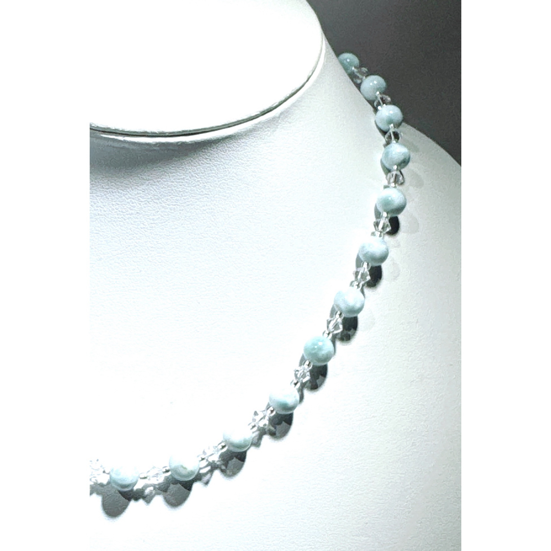 天然ラリマー スワロスキービーズネックレスNO25-2487の通販 by 夢の