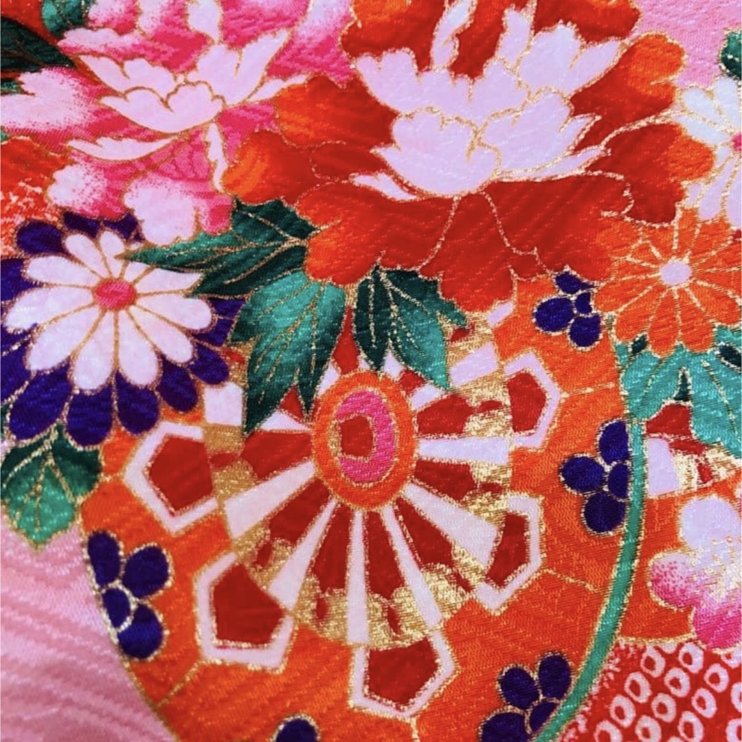 豪華7歳完全フルセット⭐︎人気赤地暈し絞り柄⭐︎花車金彩煌びやか