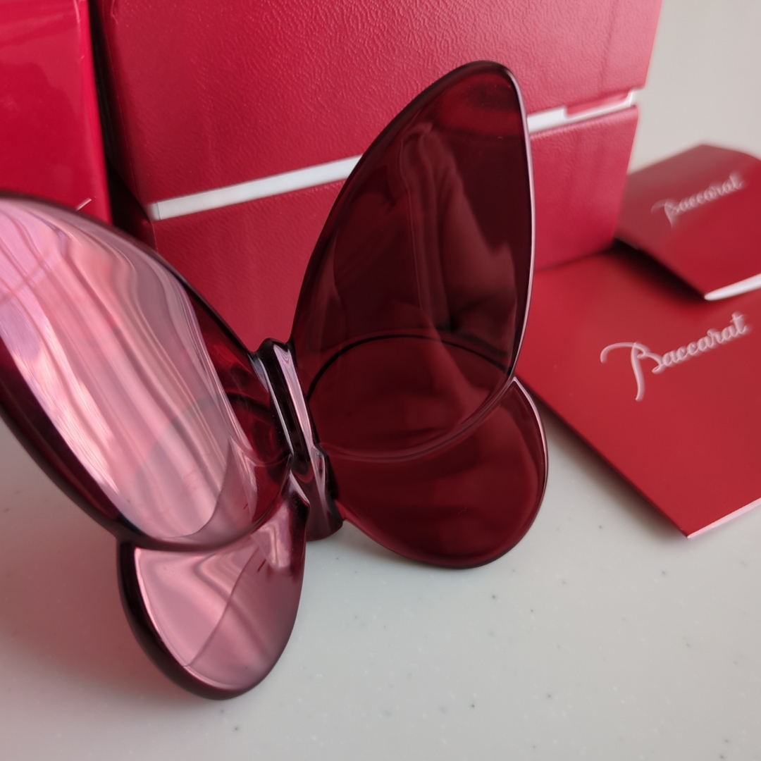 Baccarat - バカラ ラッキーバタフライ パピヨン 赤 レッド 置き物