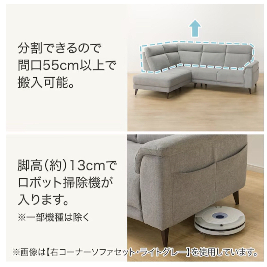 ニトリ - コーナーソファセット布貼りタイプ(LB07 左コーナー DGY)の