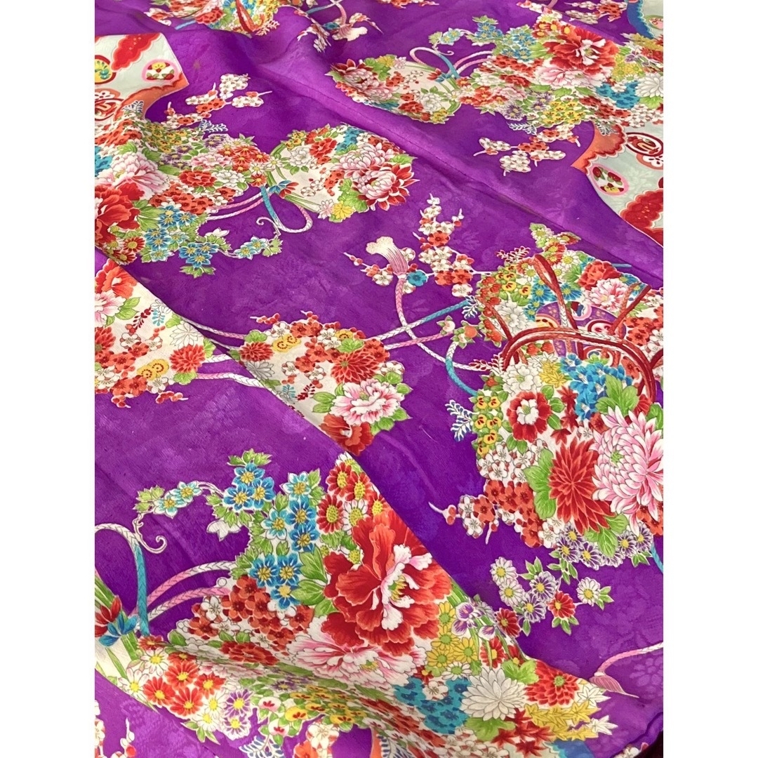 正絹 アンティーク着物 七五三 ◇鼓 地紙 花丸紋 古典柄の通販 by