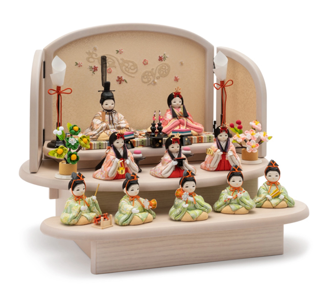雛人形「外付け台（五人囃子用） ナチュラル（横幅42.5㎝台屏風用