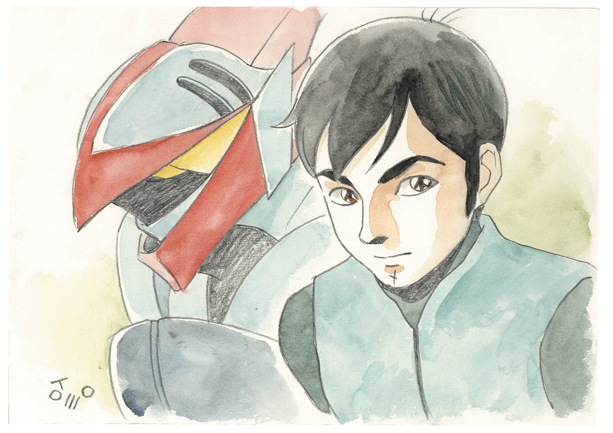 湖川友謙直筆イラストカラー「聖戦士ダンバイン」ショウ・ザマ/ビルバイン