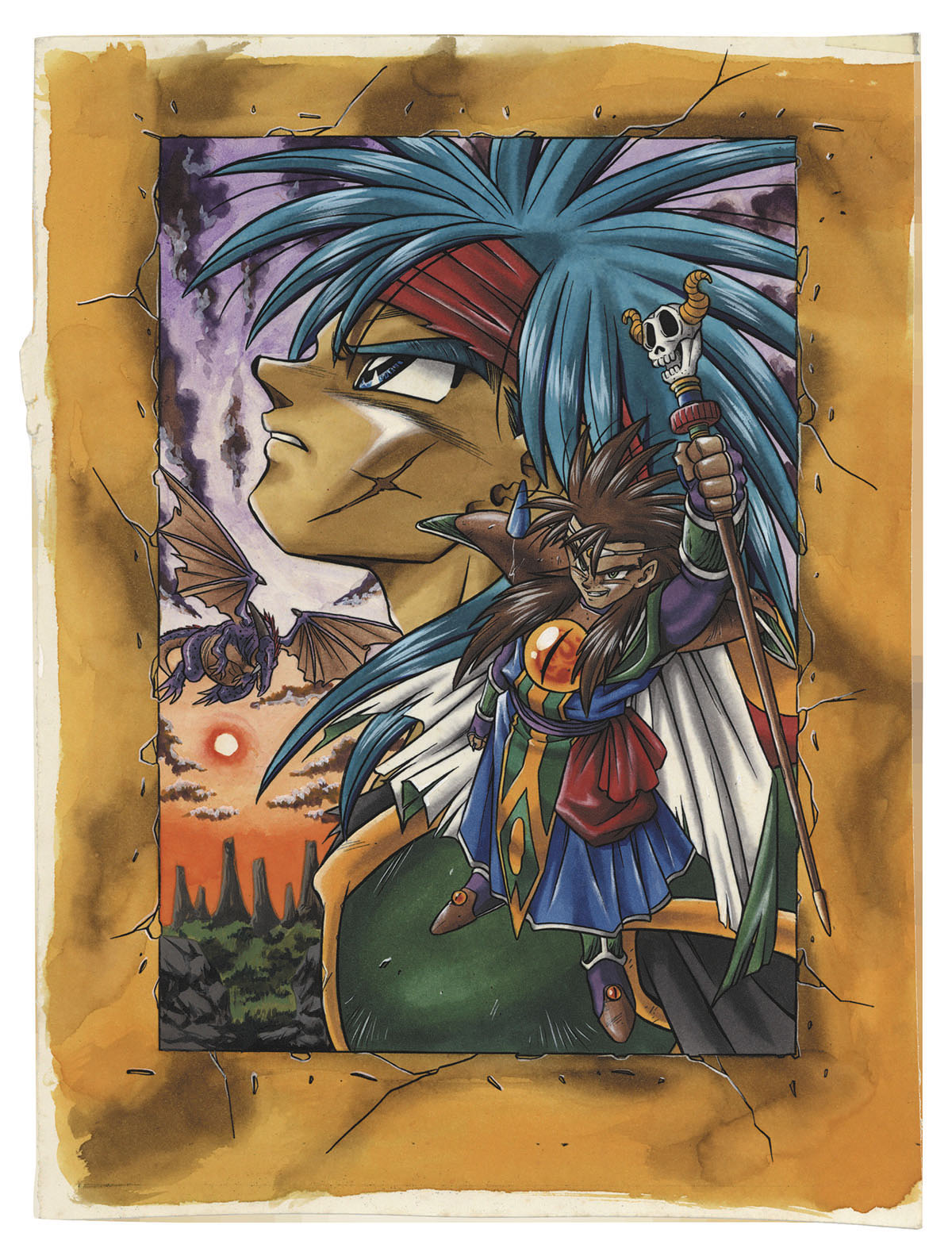 古澤純也直筆カラーイラスト（線は印刷）+直筆イラスト