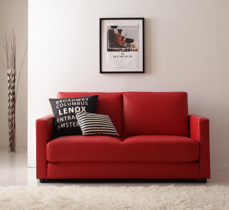 お手入れ簡単！レザーソファーベッド折りたたみタイプ セミダブル