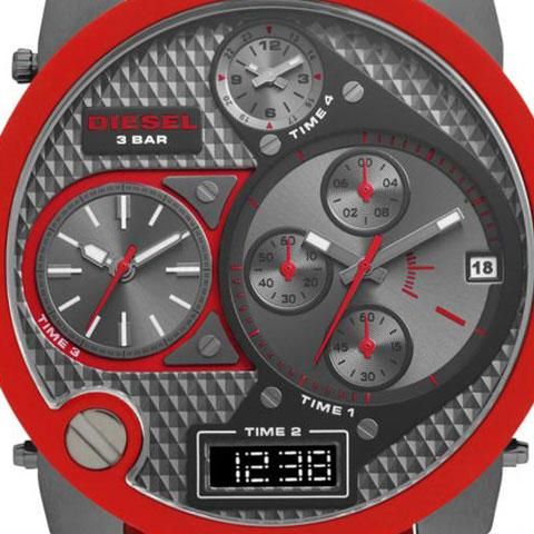 ディーゼル 腕時計 ミスターダディー DZ7279 ガンメタル×レッド