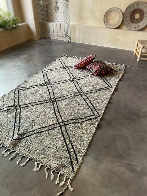 モロッコラグ「ZANAFIキリムキャメル」ブジャァッド産 ウール手織りラグ