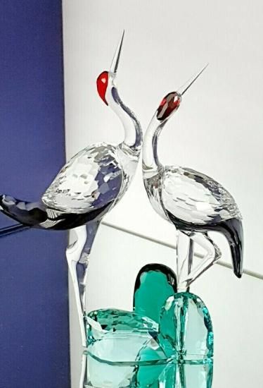 スワロフスキー Swarovski 置物 Among Blue Mountains 鶴の歌声
