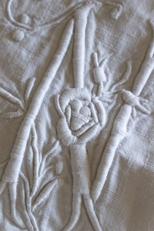 フランスアンティークリネンシーツ | 上質なモノグラム刺繍 - フランス