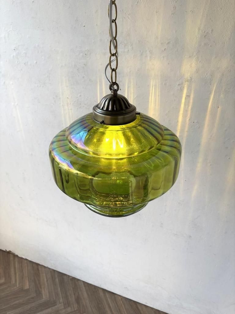 1960-70's ヴィンテージ グリーンガラス ペンダントランプ