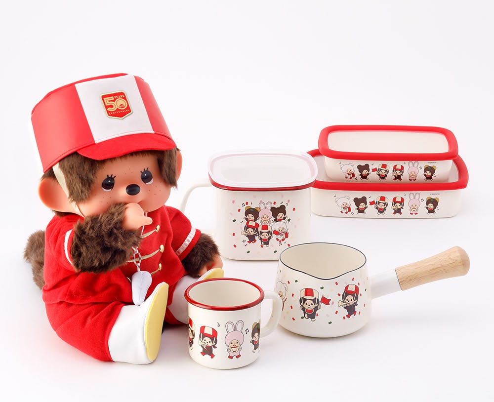 富士ホーロー モンチッチ 浅型角容器 Lサイズ レッツ!パレード