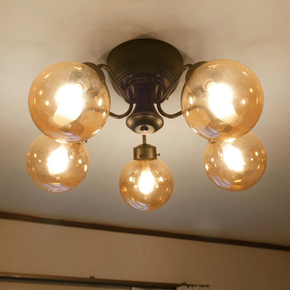 村上工作所 CAROL5 シャンデリア 5灯 ブラック アンバー 電球なし MLH