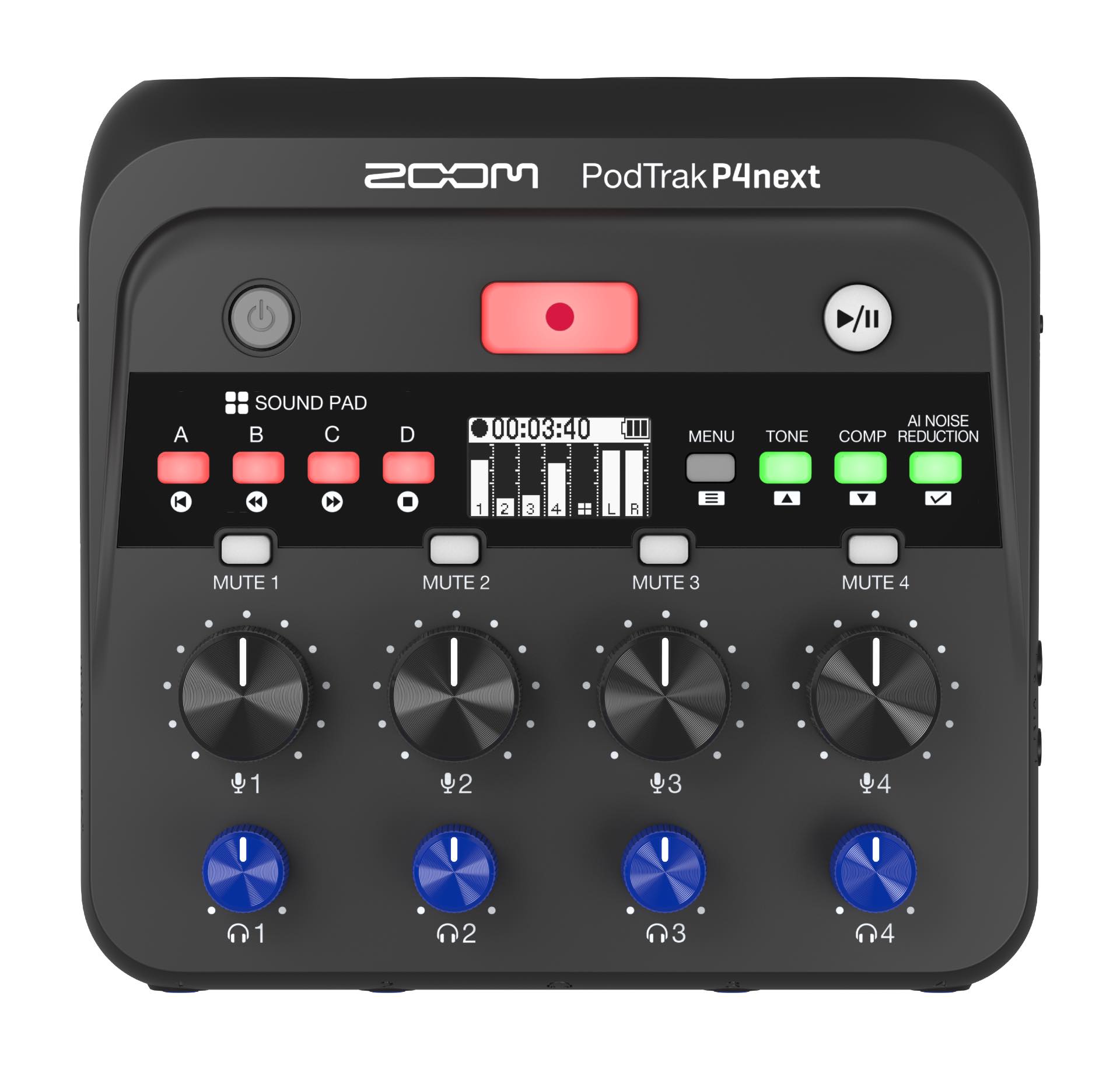 ZOOM PodTrak P4next | 4人分の音声のマルチトラック録音&ライブ配信