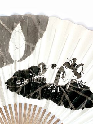 墨手描き扇子 蓮寝カエル | アトリエ・Kinami(石塚智之)/アトリエ