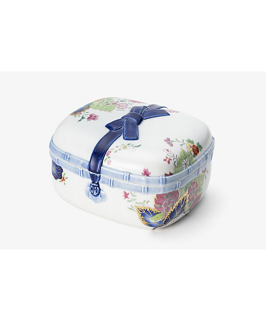 丼 鉢 花文様 金彩 色絵付 染付 窯傷 歪み 共箱 金魚鉢 明治