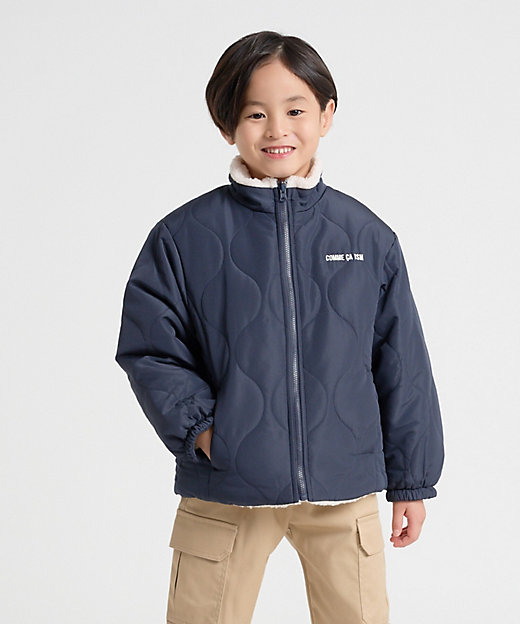 オンライン限定カラー：ブラック】リバーシブル キルト×ボア ブルゾン