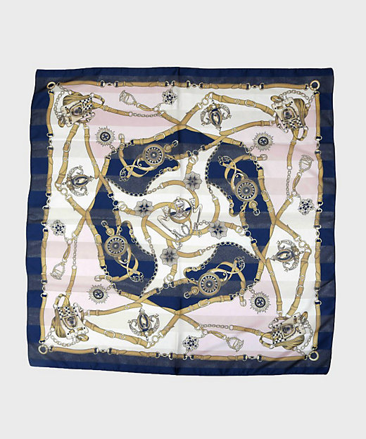 手洗い／88cm正方形】シアー素材チェーン柄スカーフ