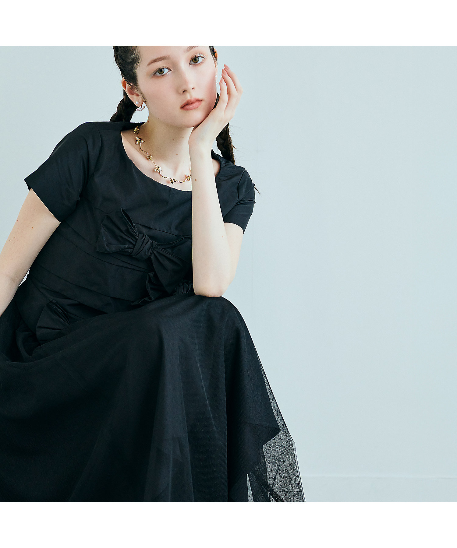 タフタリボンチュールドッキングワンピース（83011601