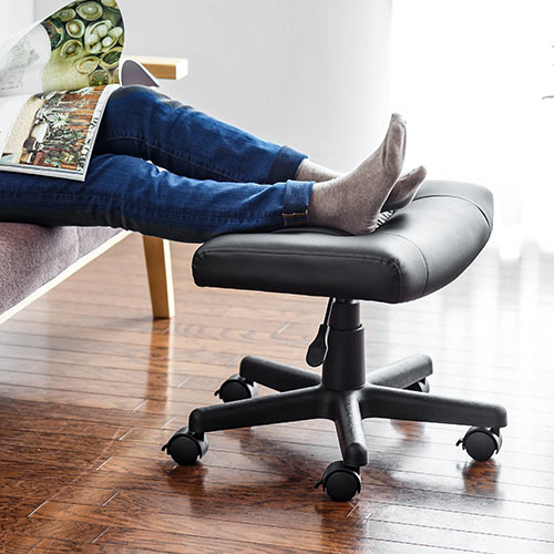 オットマン ストッパー付きキャスター仕様 PUレザー ブラック 100