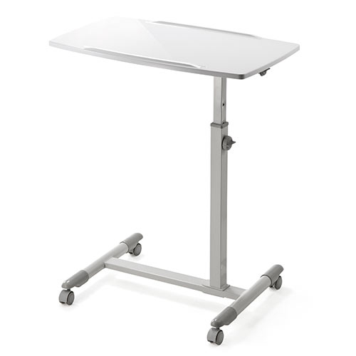 キャスター付きサイドテーブル ネジ式 高さ4段階調整 ホワイト 100