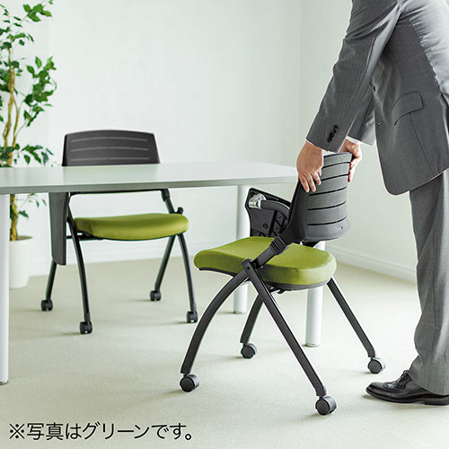 メモ台付き ミーティングチェア キャスター付き 水平スタッキング