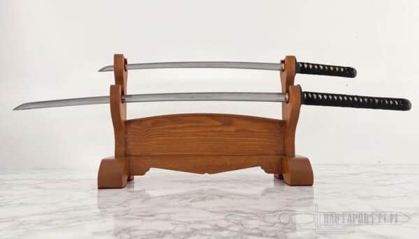 Double Sword Stand, Natural Wood - Irongate Armory
