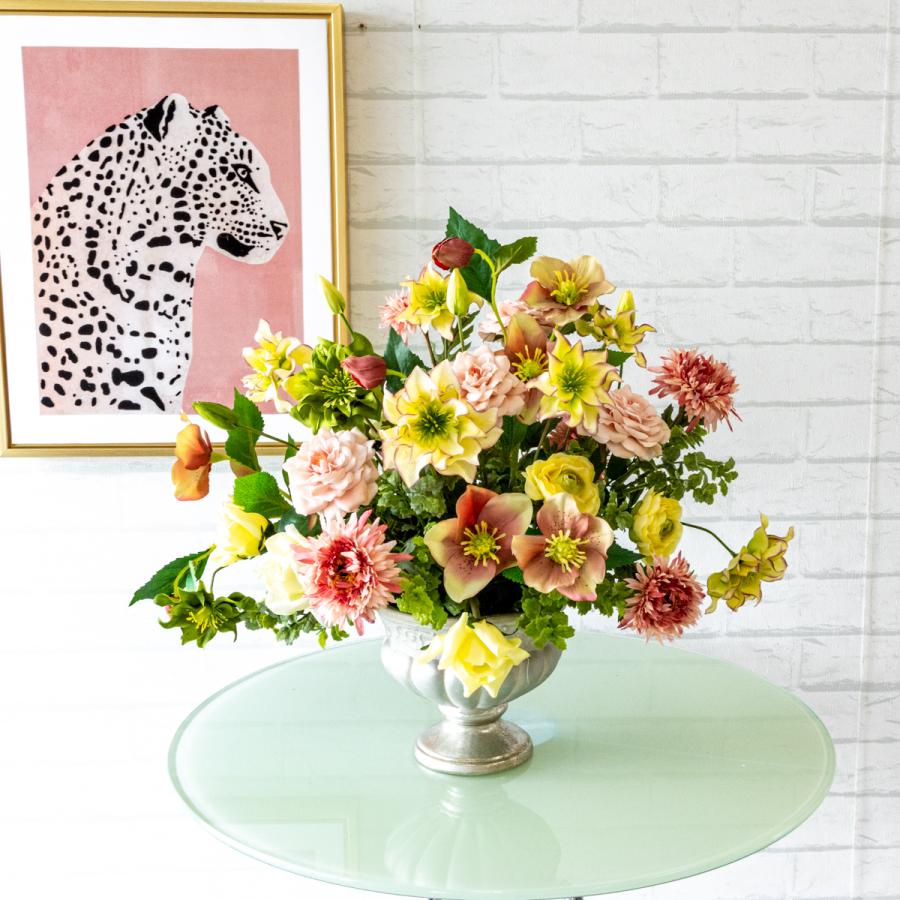 造花テーブルアレンジメント 高さ40cm 陶器鉢 / フラワー