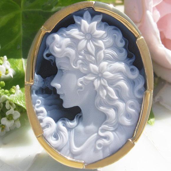 CAMEO（カメオ） ドイツIdar Oberstein産 ストーンカメオ ブラック