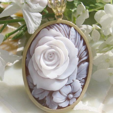 CAMEO（カメオ） 希少な薔薇の正面モチーフ Luciano Giannini作 シェル