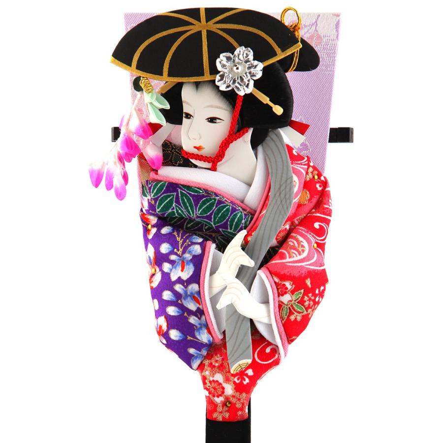 久月 羽子板 お祝い 初正月 コンパクト ミニ 豆羽子板 藤娘 8寸 屏風付