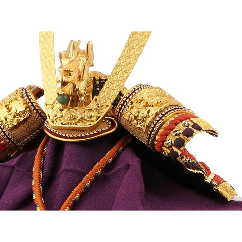 五月人形 兜単品 兜飾り 平安雅峰作 京兜 本正絹縅 箔押木龍 本金鍍金