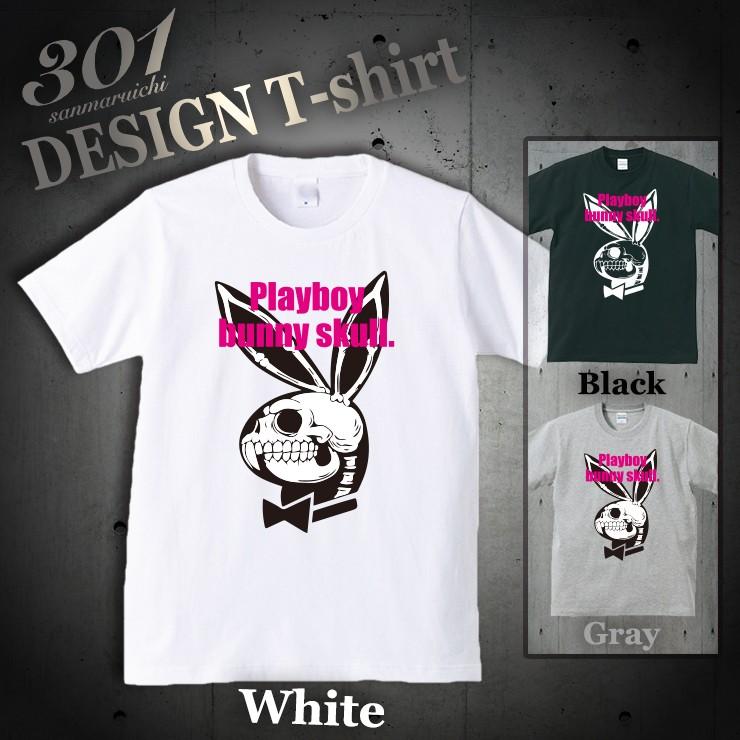 Tシャツ メンズ 半袖 ブランド ユニセックス PLAYBOY bunny skull